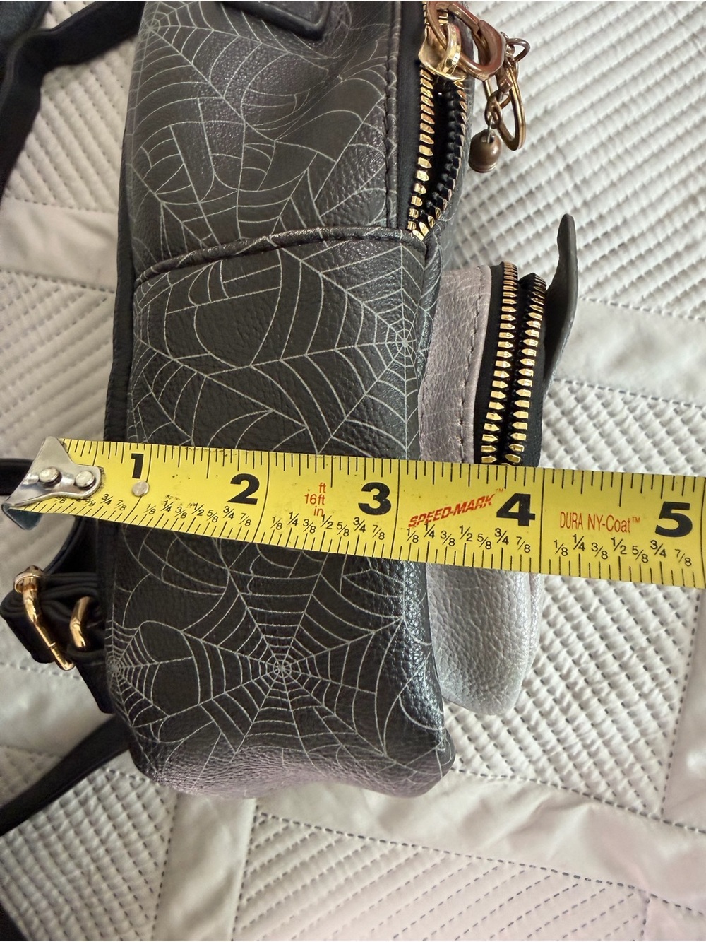 Betsey Johnson-Gray Dracula Cat Face & Spider Web print Mini backpack - Picture 11 of 11